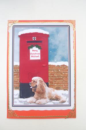 American Cocker Spaniel Christmas Post Box Scene by Rosina Walker