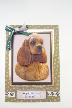 American Cocker Golden Spaniel 3D Decoupage by Rosina Walker