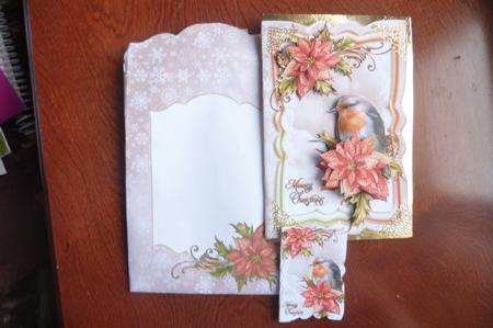 Robin and Poinsettias Scalloped Card Kit by Rosina Walker