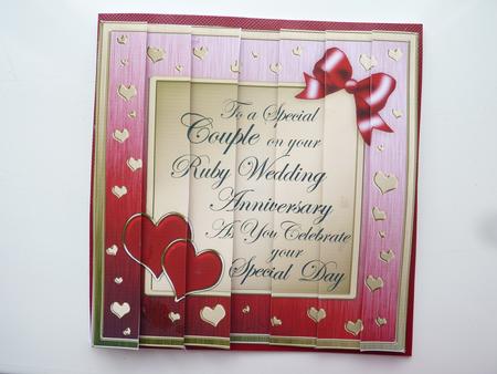 Ruby Wedding Anniversary Quick Card with Side Stacker Topper by Rosina Walker