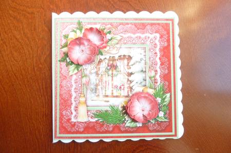 Christmas Rose Frame & Wreath in Window Decoupage by Rosina Walker