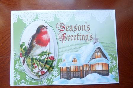 Lovely Robin Oval Pyramids with Snow Cottage by Rosina Walker