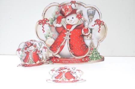 Christmas Snowman with Little Red Poinsettias by Rosina Walker