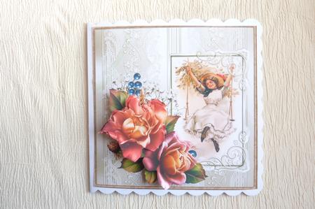 Late Summer Rose Card with Decoupage by Rosina Walker