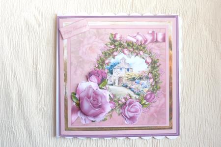 Dovecote and Roses Card with Decoupage by Rosina Walker