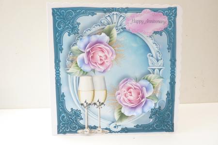 Beautiful Roses with Champagne Glasses 8x8 by Rosina Walker