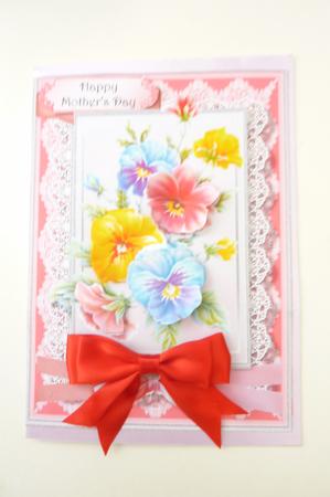 Beautiful Pansy's on Lace  by Rosina Walker