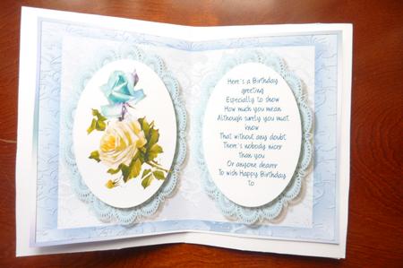 Bgeautiful Blue Incert with Verse and Roses by Rosina Walker