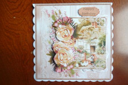 Rose Cottage Card with Decoupage by Rosina Walker