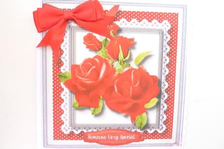 Beautiful 8x8 Card Front , with Stunning Red Roses, 4 by Rosina Walker