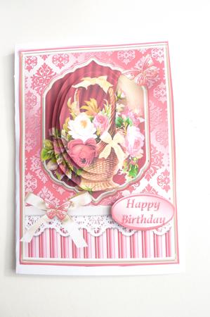 Vintage Flower Basket Card Front by Rosina Walker