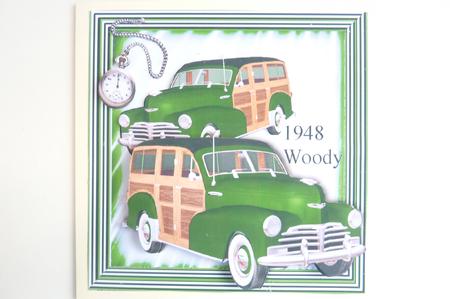 1948 Green Vintage Woody Car, 8x8 Mini Kit by Rosina Walker