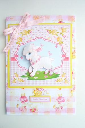 Baby Easter Lamb Card with Decoupage by Rosina Walker