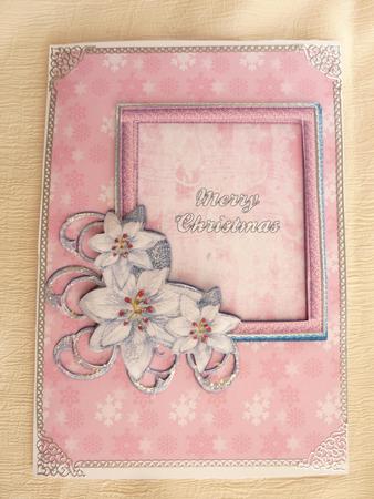 White Poinsettia and Frame Quick Card Front with Decoupage by Rosina Walker