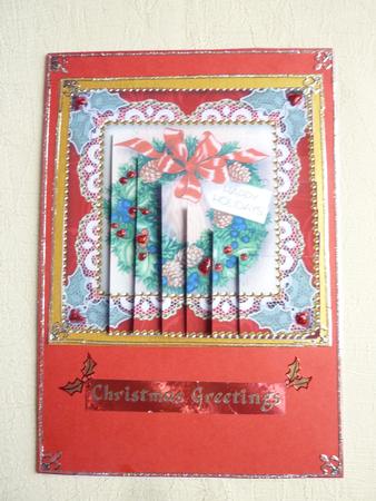 Christmas Wreath 5in Square One Corner Stacker by Rosina Walker