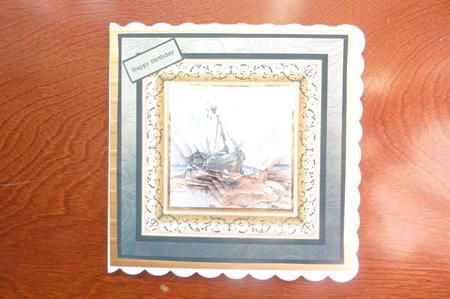 Ship Wreck on the Shore Card with Shaped Pyramids by Rosina Walker