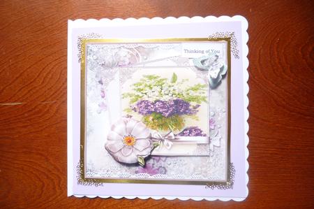 Vase of Violets and Lilies, Card with Decoupage by Rosina Walker