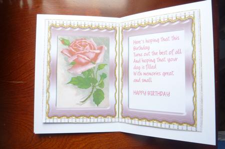 Incert with Verse and Pink Roses . by Rosina Walker