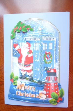 Santa Who! in a Snow Globe with Holly & Dalek by Rosina Walker