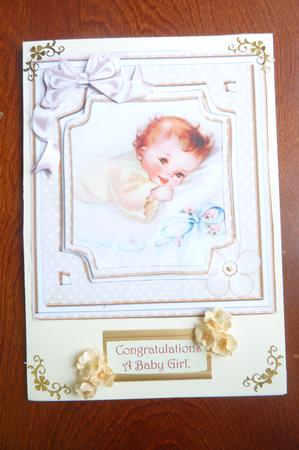 Sweet Smiling Little Baby Girl with Bow by Rosina Walker