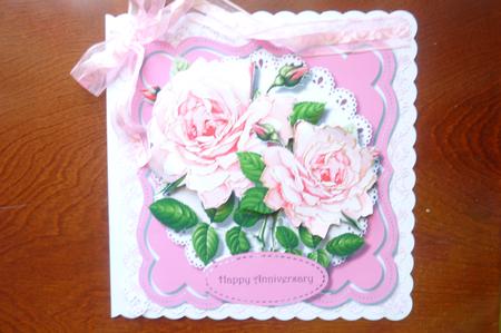 Beautiful Pink Roses on a Lace Mat  by Rosina Walker