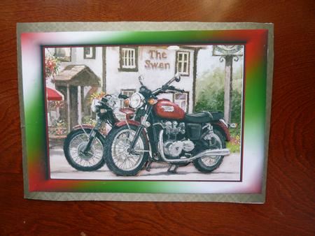 Vintage Motorbikes Outside a Country Pub A4 by Rosina Walker