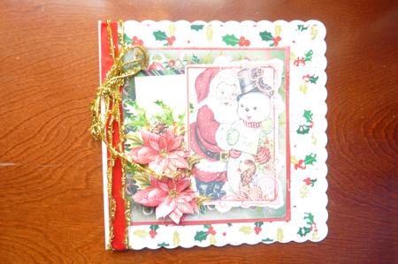 Vintage Santa and the Snowman 7x7 Card by Rosina Walker