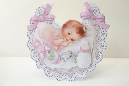 Sweet Baby Girl with Her Bottle on a Lace Bib by Rosina Walker
