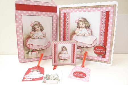 Cardtopper with Large Highbox Christmas Litte Girl 470 by Rosina Walker
