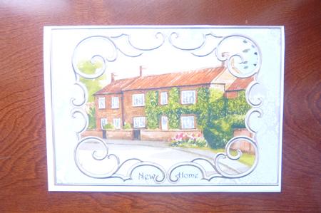 Pretty Cottage with Ivy in Ornate Frame A4 by Rosina Walker