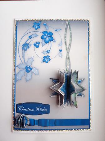 3D Christmas Star Embellishment in Blue and Silver by Rosina Walker