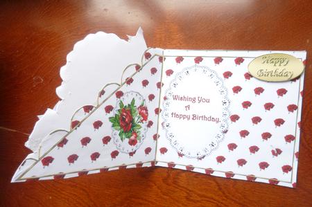 Pretty Red Roses on Lace Over the Edge Insert by Rosina Walker