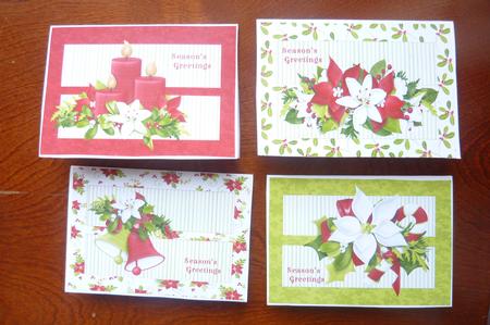 4 Christmas Linen Quick Card Fronts by Rosina Walker