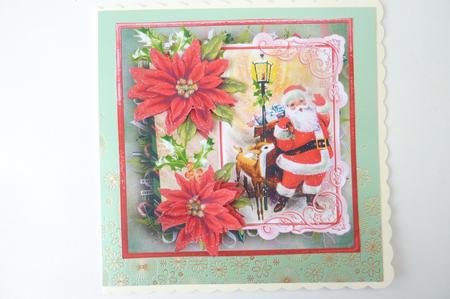 Vintage Santa and Reindeer 7x7 Card by Rosina Walker