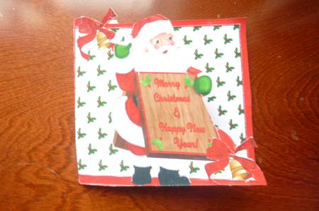 A Lovely Jolly Santa, with Bells Over the Edge Card by Rosina Walker