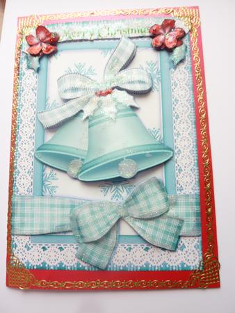 Christmas Bells A4 Card Front in Light Green by Rosina Walker