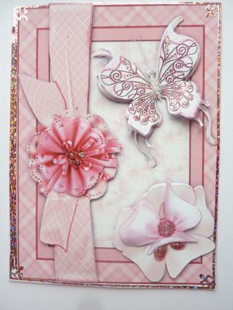 Butterfly, Bloom 'n Bow in Rose A4 Card Front by Rosina Walker