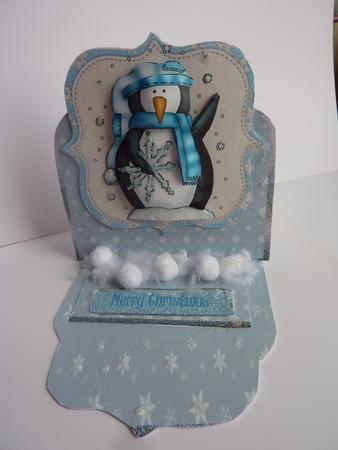 Snowflake Penguin Easel Front and Stopper by Rosina Walker