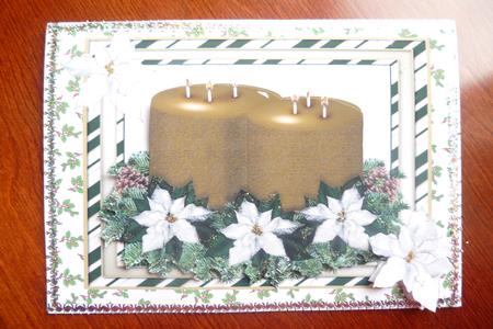 Gold Candels,white Poinsettias by Rosina Walker