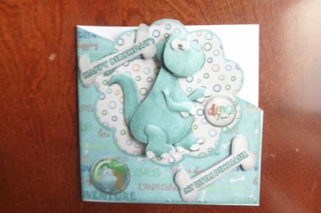 My Little Dinosaur Childrens Birthday Card with Decoupage by Rosina Walker