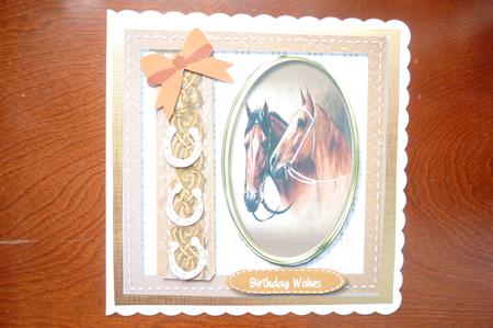 Chestnut Horses in a Saddle Stitched Frame  by Rosina Walker