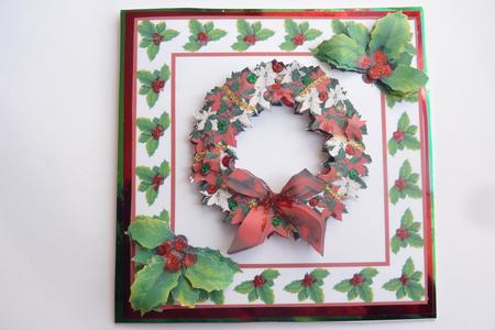 Poinsettia Wreath in Holly Frame by Rosina Walker