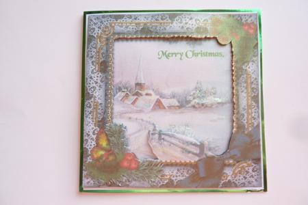 Snow Village Holly 5in Square Folded Picture Card by Rosina Walker