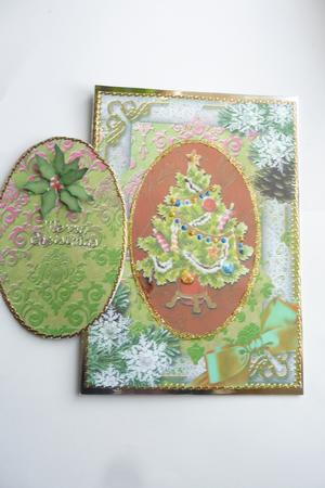 Elegant Christmas Tree Snow A5 Locket Card Front by Rosina Walker