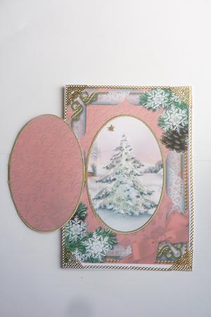 Snowy Christmas Tree Snow A5 Locket Card Front by Rosina Walker
