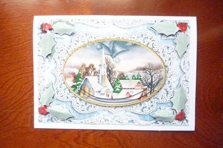 Christmas Village Church A5 Lace Card Front Step by Step by Rosina Walker