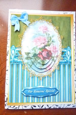 Beautiful Pink Roses in Art Deco Frame , Pyramid by Rosina Walker