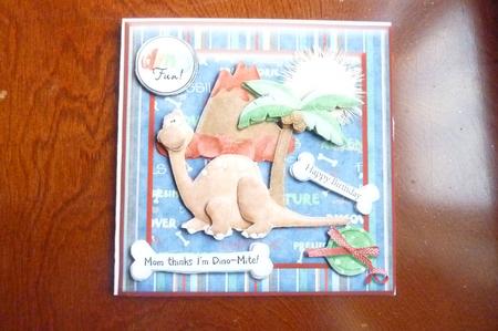 Mom Thinks I'm Dino-mite Birthday Card Front by Rosina Walker
