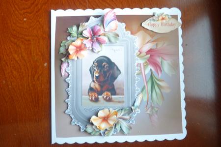 Flowers and Dog Cardfront by Rosina Walker