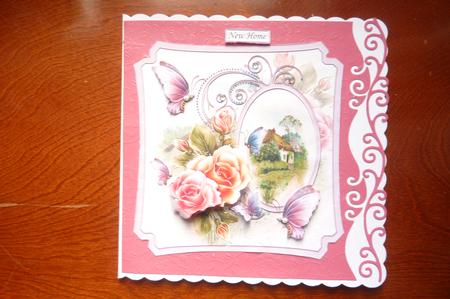Rose Blush and Butterfly 7x7 Card with Decoupage by Rosina Walker